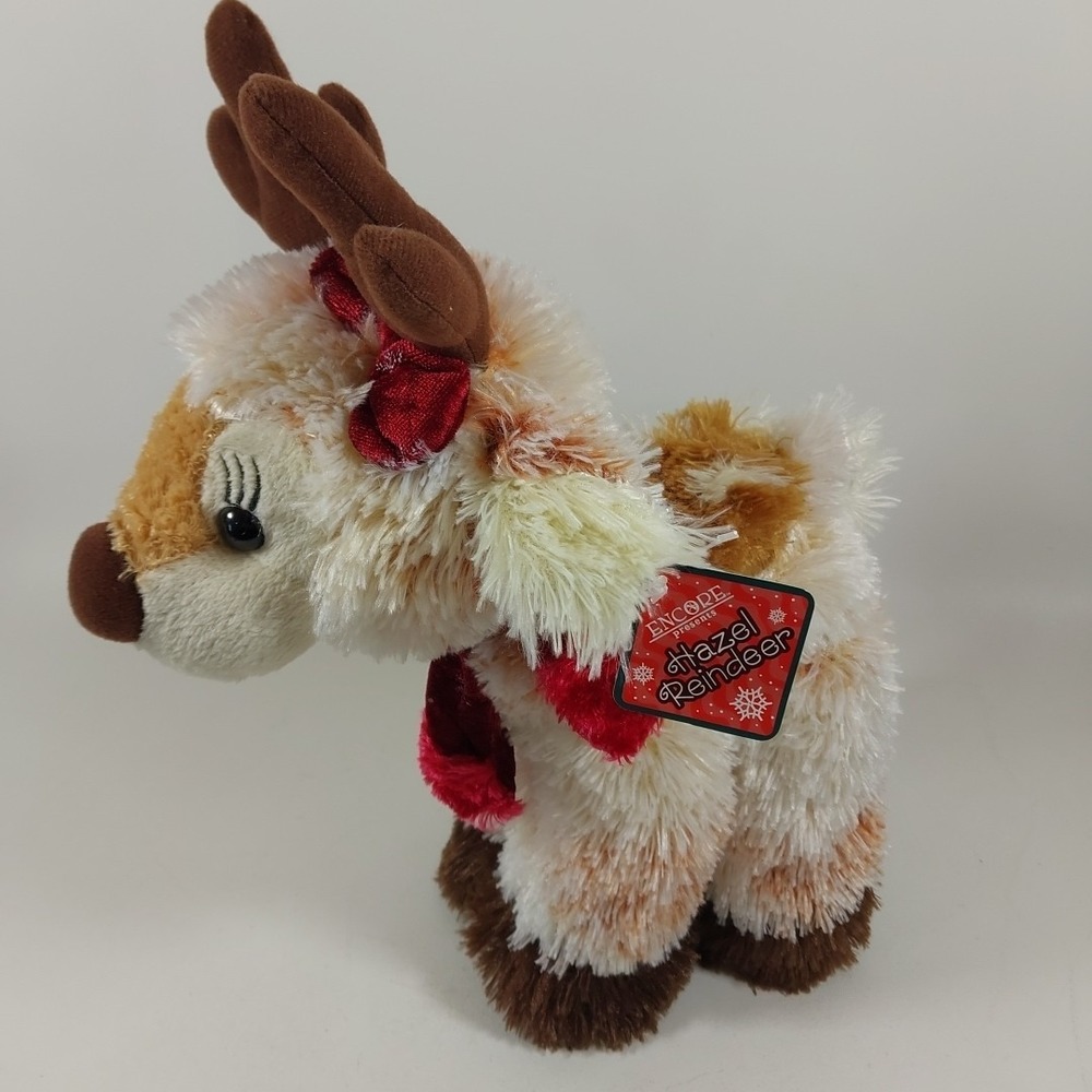 *RETIRED* NWT Encore‎ Hazel the Reindeer 2004 Posable Plush W/ Red Bow Hallmark